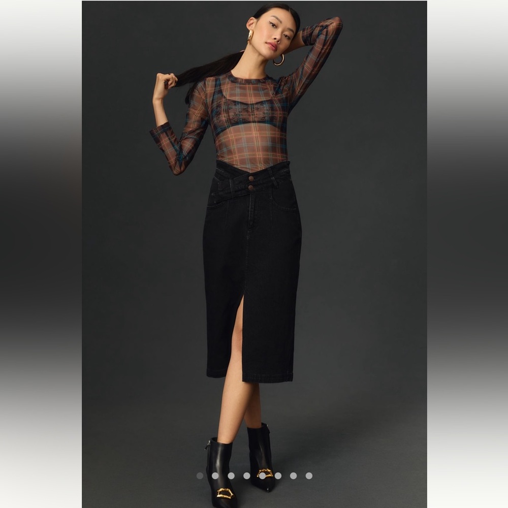 Anthropologie Black Pilcro Denim Skirt